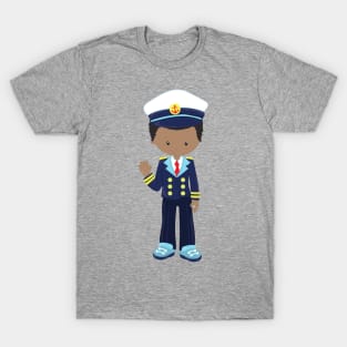 African American Boy, Boat Captain, Skipper, Sea T-Shirt